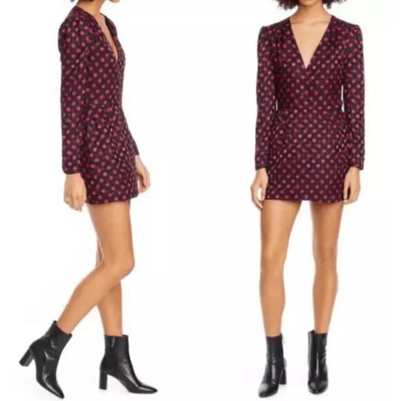 RE/DONE Sz M 80s Wrap Jacquard 100% Silk Polka Dot Mini Dress NWT‎ long sleeve - Picture 13 of 13
